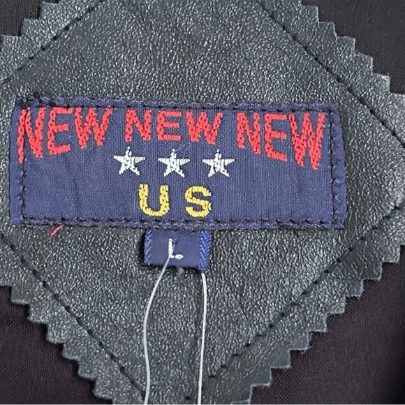 Black Leather Vest Men L NEW NEW NEW USA Western Biker Made in India Snap - Picture 10 of 12